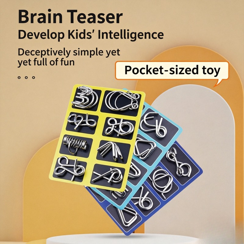 Game Educational For Kids Free - 8 Pieces Metal Puzzle Set Classic