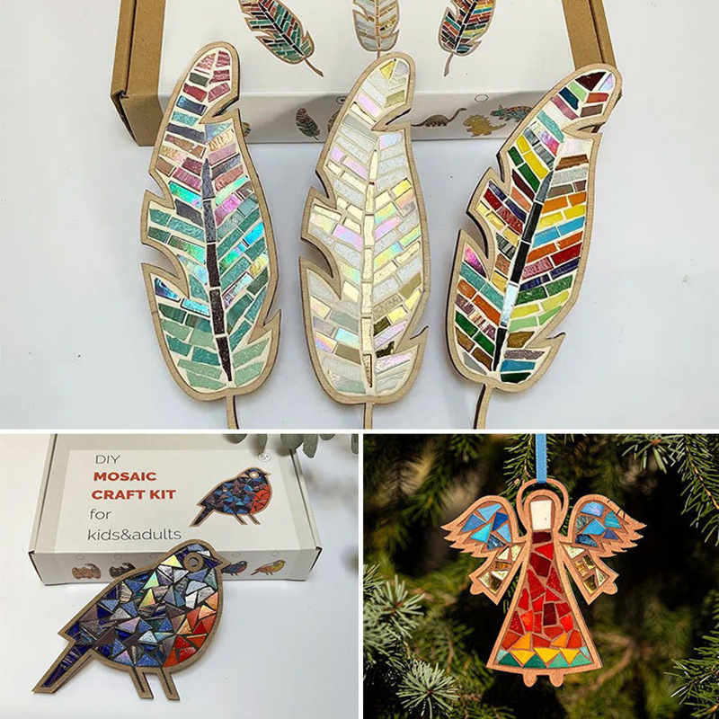 Kids Educational Resources - DIY Mosaic Coaster Colored Feathers Kits