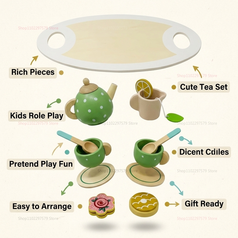Kids Wooden Afternoon Tea Set  - огляд і ціна Kids Education Help